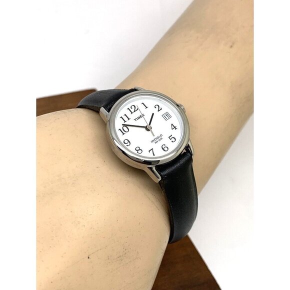 Timex Women's Watch T2H331 Indiglo Quartz Black Leather Band Petite Date… - Picture 6 of 15